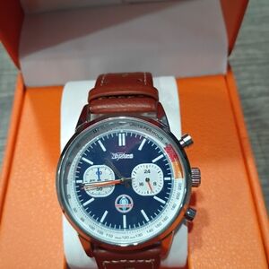 Blue Dial with Brown Leather Strap Watch